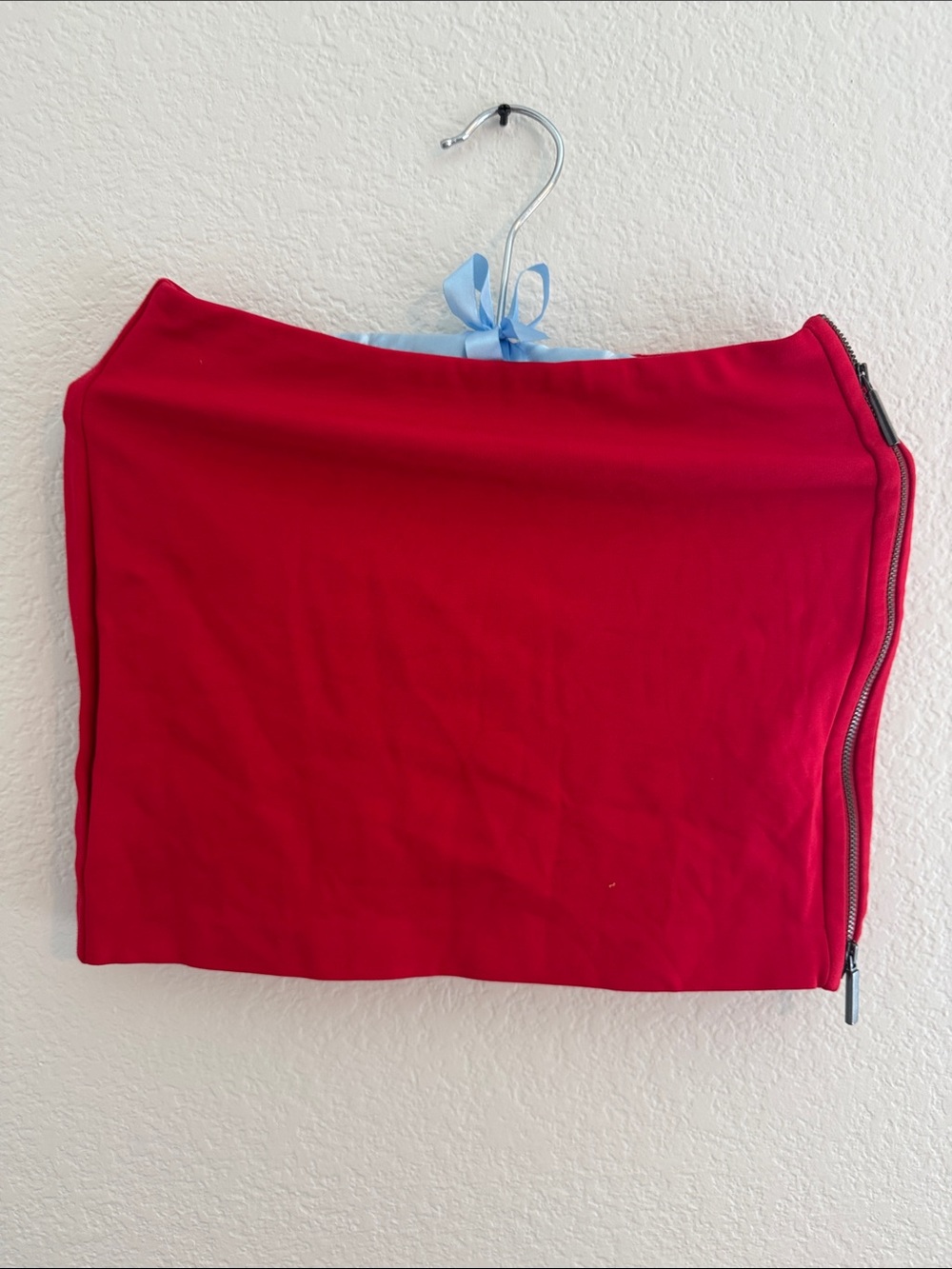 Armani Exchange Red Side-Zip Mini Skirt